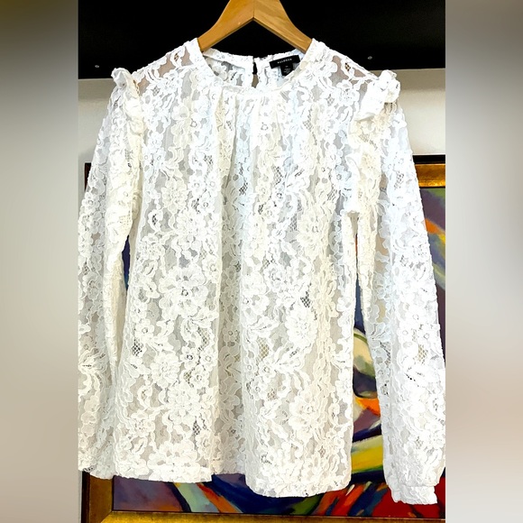 Halogen Tops - Lace White long sleeve top